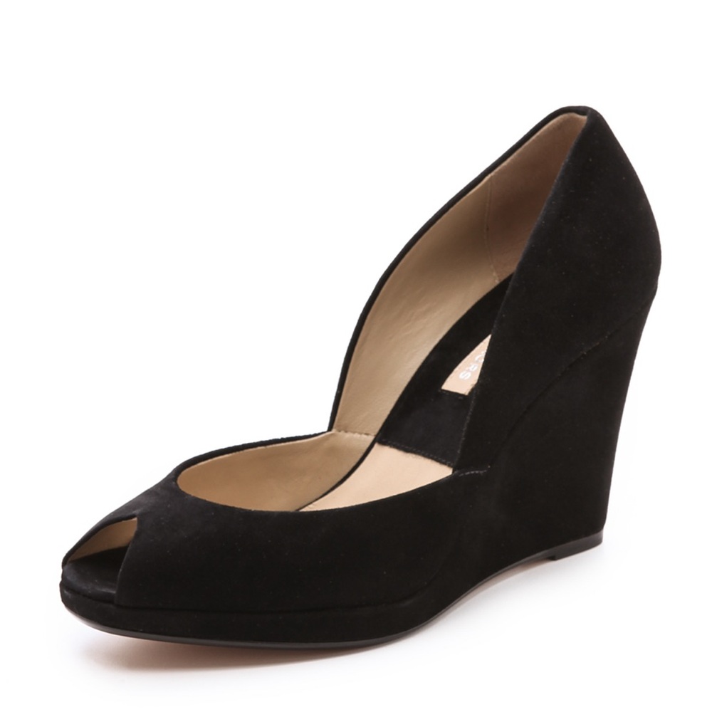 MICHAEL KORS Suede Open Toe Wedges